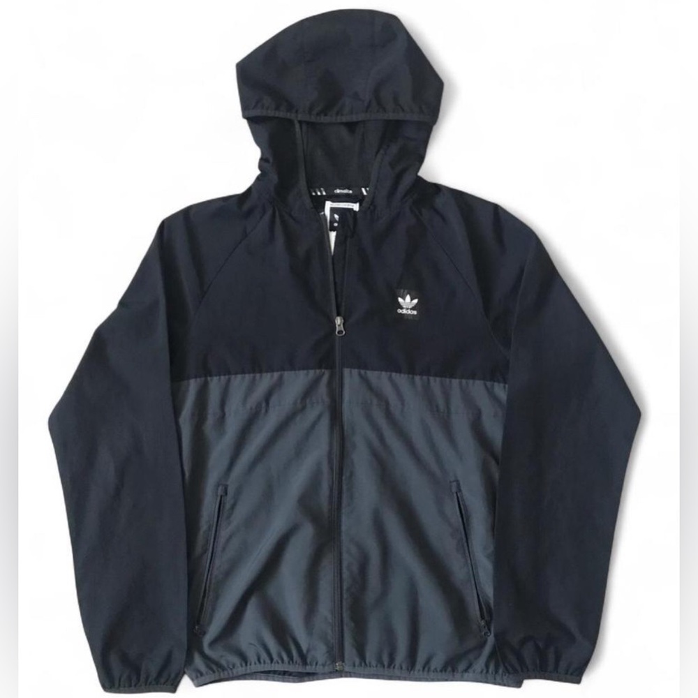 Adidas Skateboard Climalite Hooded Windbreaker Jacket | Men’s M | Black Fill Zip